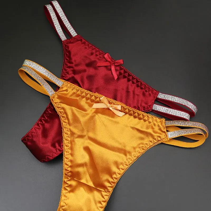 

Women Panties Low Waist Satin Briefs Thin Straps Solid Color Underwear Bragas Trading Underwear Ropa Interior Femenina