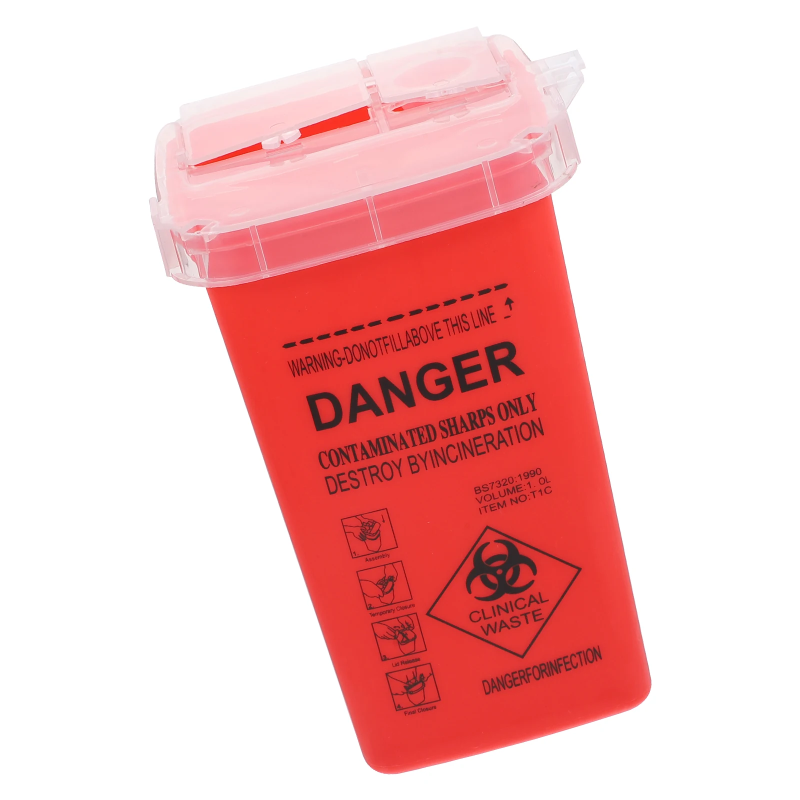 1pc Sharps Container Red Durable Needle Disposal Bin Portable Compact Medical Waste Solution For Home Clinic Hospital Travel Use