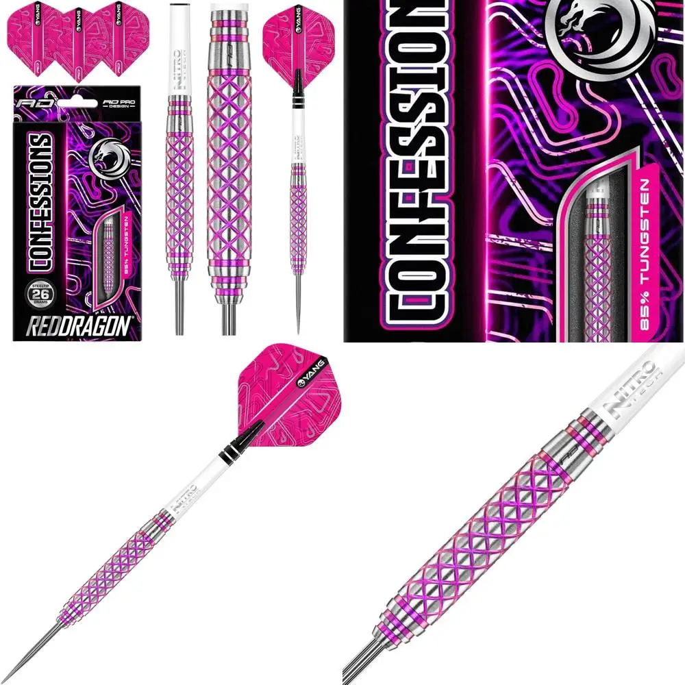 

Red Dragon Tungsten Steel Darts Set with Flights, Shafts, Wallet, and Checkout Card