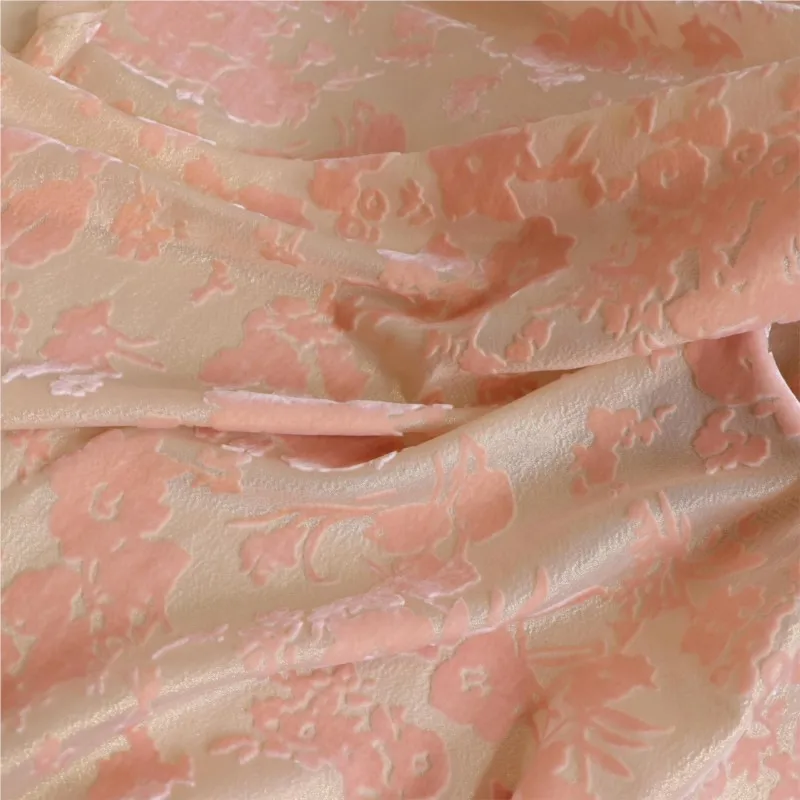 The fabric of cheongsam and dress is made brocade velvet with golden rotten flowers