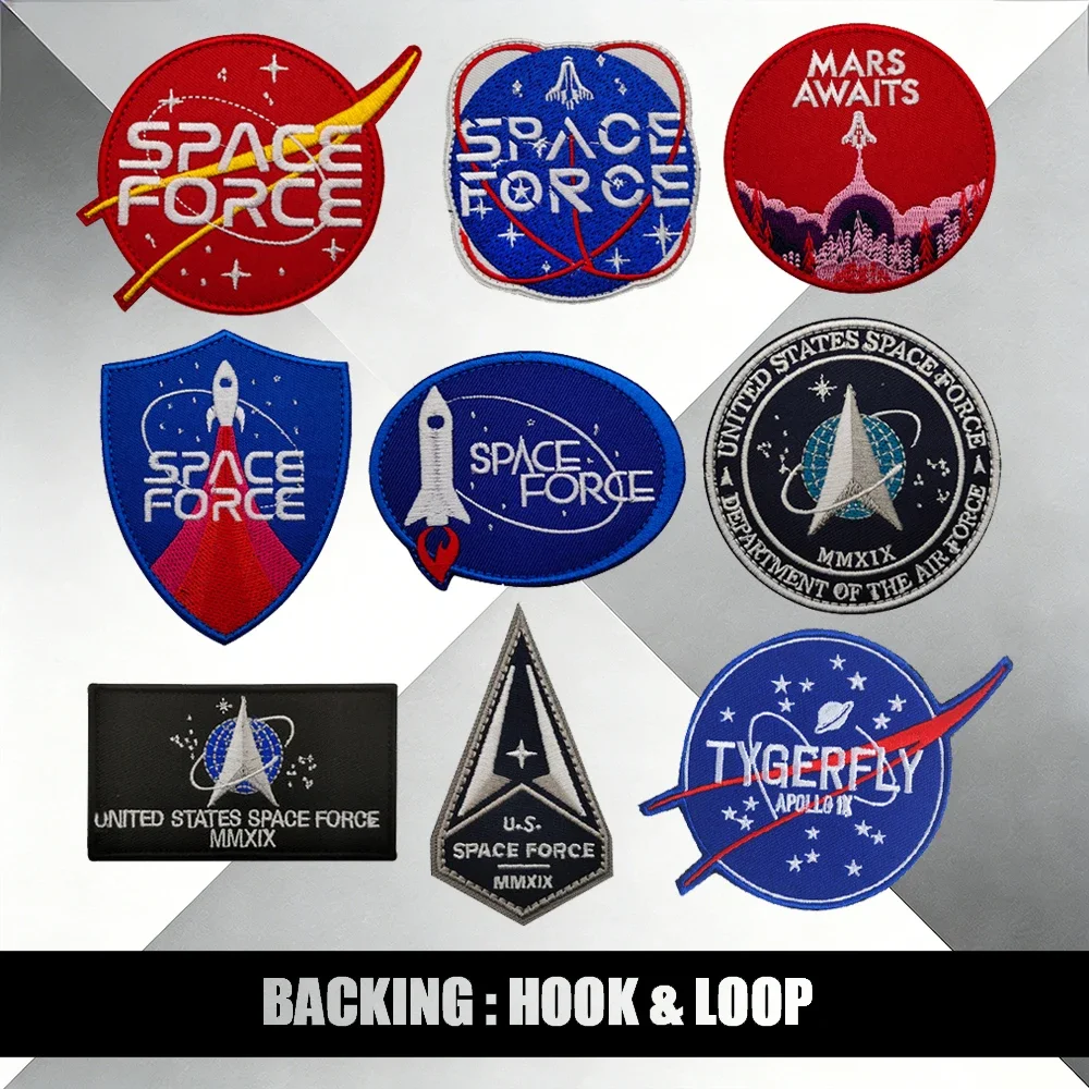 

Вышитая нашивка ВВС США - Space Force/Mars Awaits/Apollo 11 - Тактические значки для снаряжения и одежды