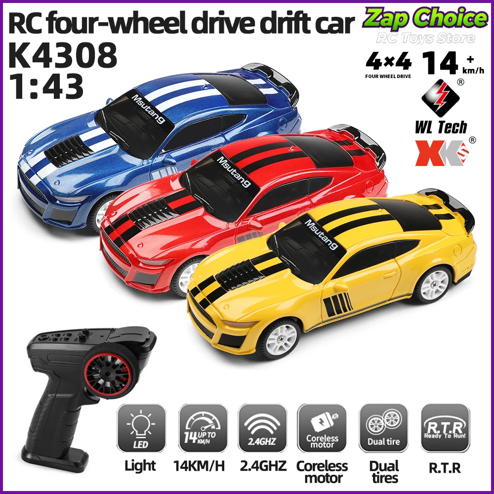

WLtoys K4308 1/43 Mini RC Drift Racing Car 4WD Electric Gyro 2.4G LED Racing Lights Remote Control Toy Gift for Boy Adult