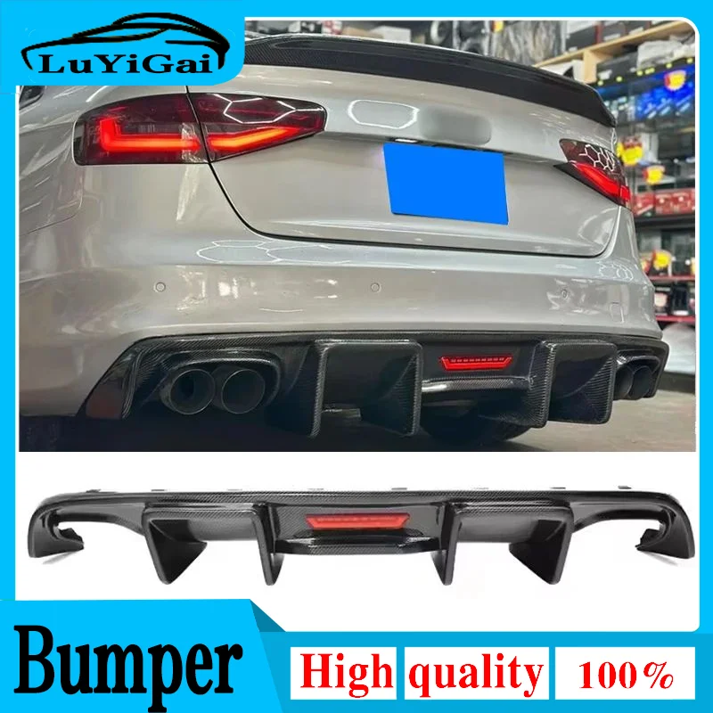 For Audi A4 S4 B8.5 Sedan 4 Pintu 2012-2016 High Quality Carbon Fiber Rear Bumper Lip Spoiler Rear Diffuser Protector