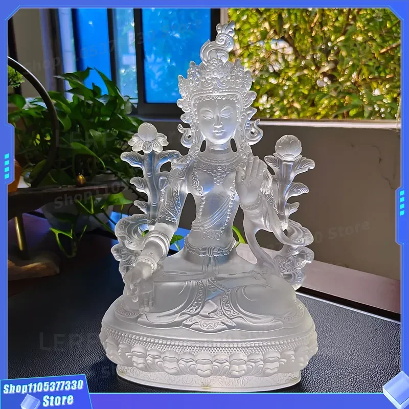 Large Glazed Buddha Statue Ancient White Porcelain Figurine for Temple Buddhist Hall Home Decor Handicraft Ornament