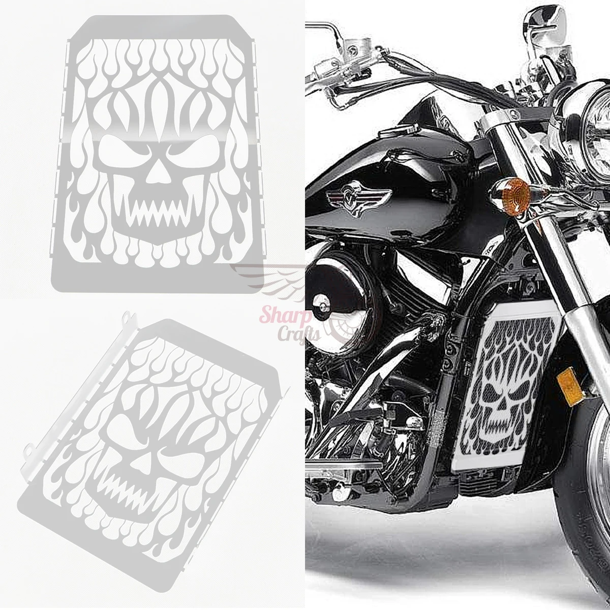 Motorcycle Skull Radiator Grill Cover Water Cooler Guard Protector For Kawasaki Vulcan Classic VN 1500 1998-2008 Nomad 1999-2004