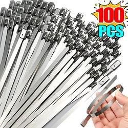 20/100 Stuks Roestvrij Stalen Kabelbinder Herbruikbare Zelfsluitende Bevestigingsringen Kabelbinder Multifunctionele Metalen Hardware Kabel organizer