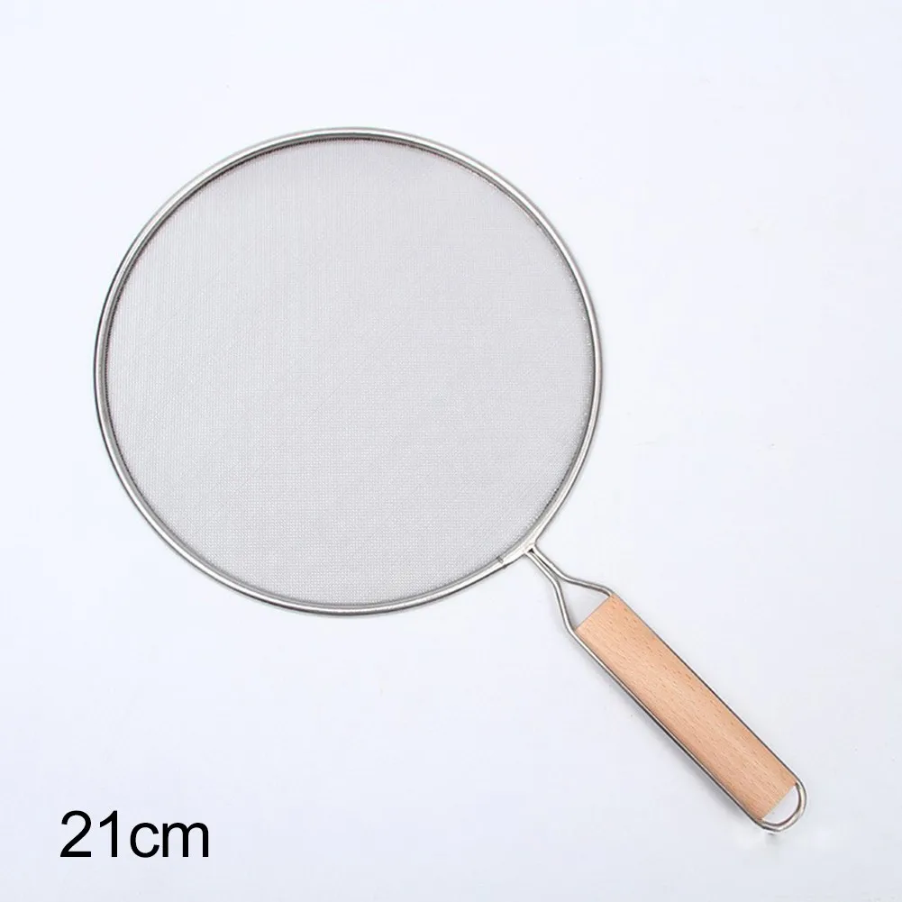 Mesh Guard Splatter Screen 29cm 33cm Wood Color Handle Easy-to-clean Fit All Kind Pots Grease Guard Silver Screen
