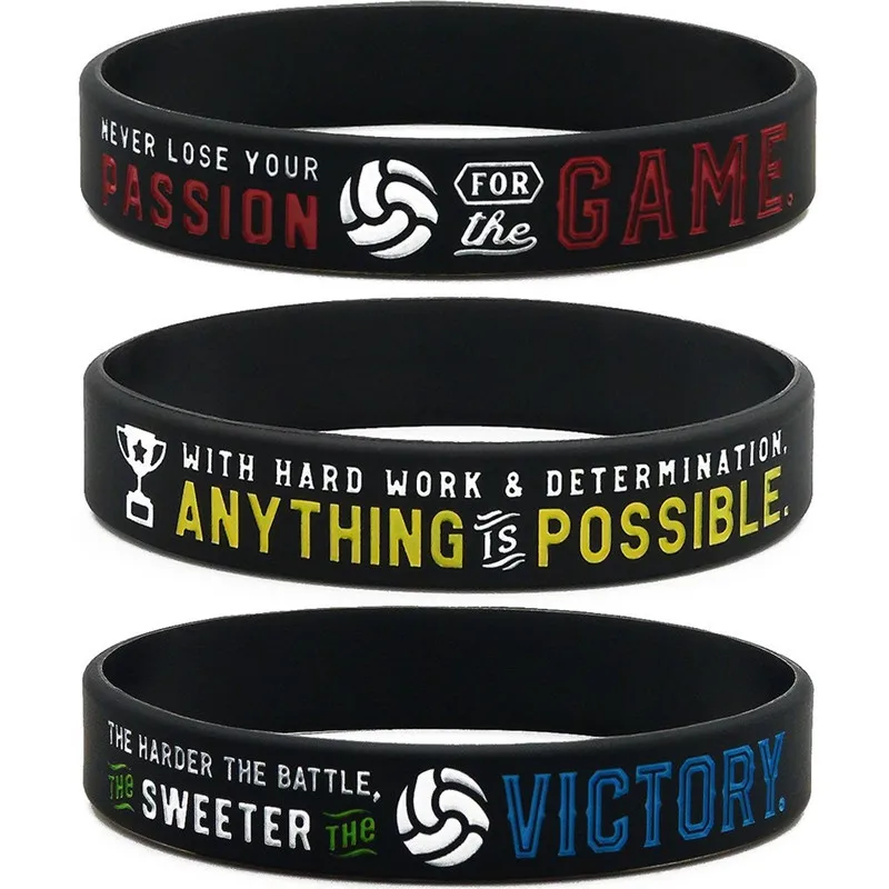 1pc/3pcs Volleyball victory game anything is possible silicone wristband rubber bracelet