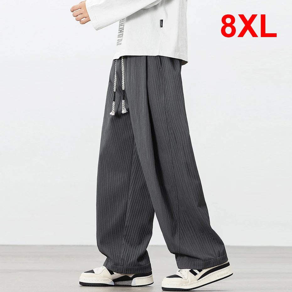 

8XL Plus Size Straight Pants Men Stretch Waist Baggy Pants Fashion Casual Loose Trousers Male Big Size 8XL