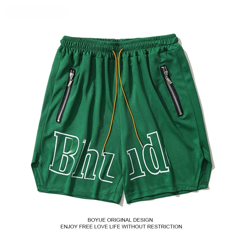 

BOYUE Baskeall Printed Sport orts Men's Summer Loose Fit Casual American Sle Zipper Decorated Printed Five-Point Pants