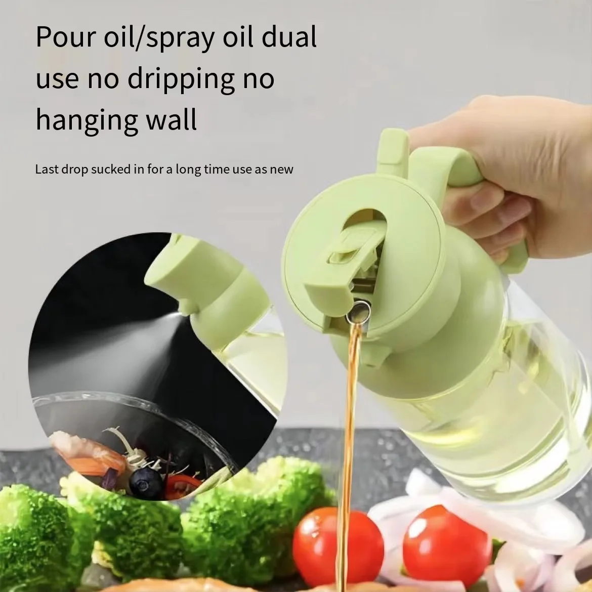 Dual-purpose Oil Spray Bottle, Two-in-one Spray, Pour One Oil Pot, Kitchenware Supplies, Atomized Uniform, New Design