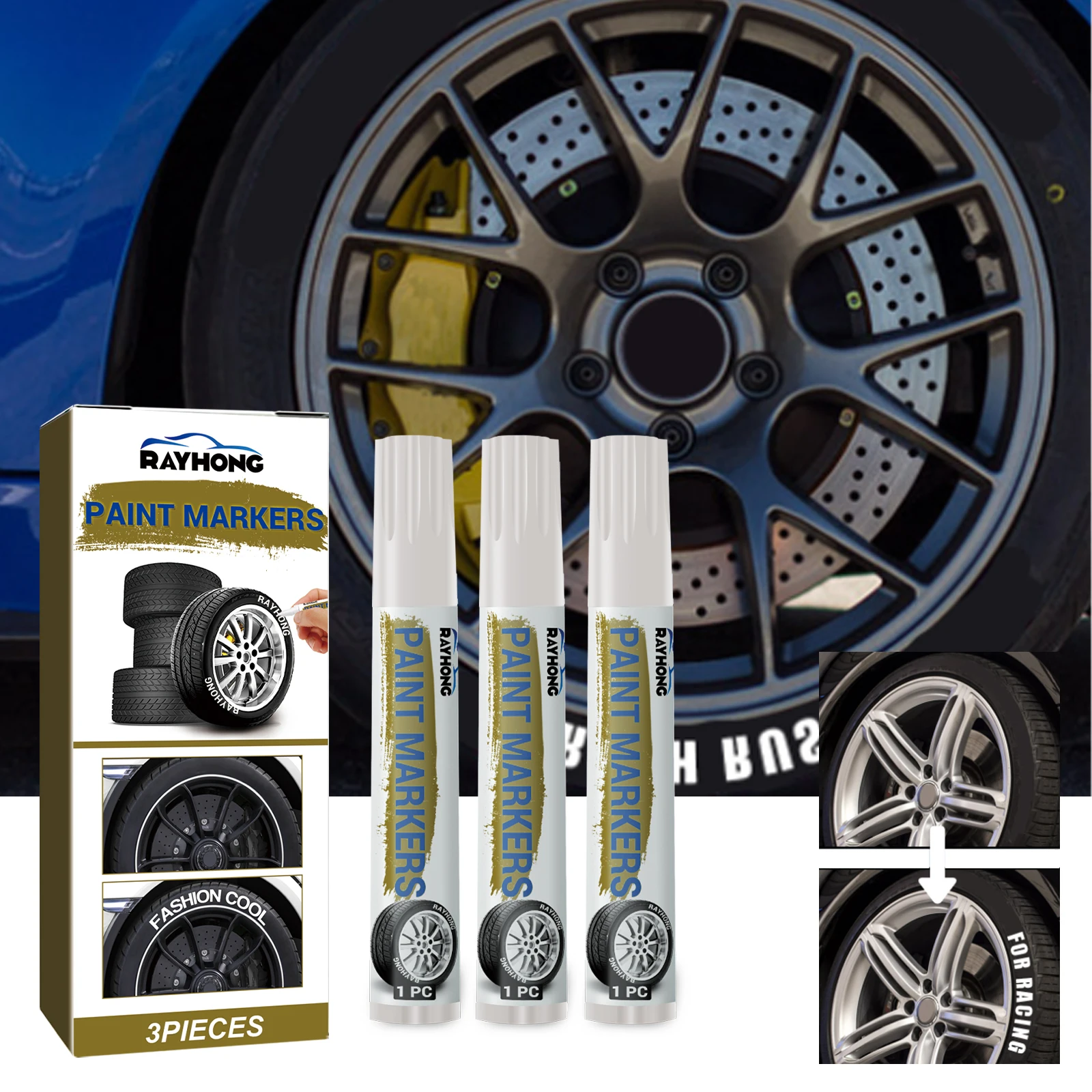 Car Tire Marker Car Compact Portable Waterproof Quick Drying Painting Marker Graffiti Pen