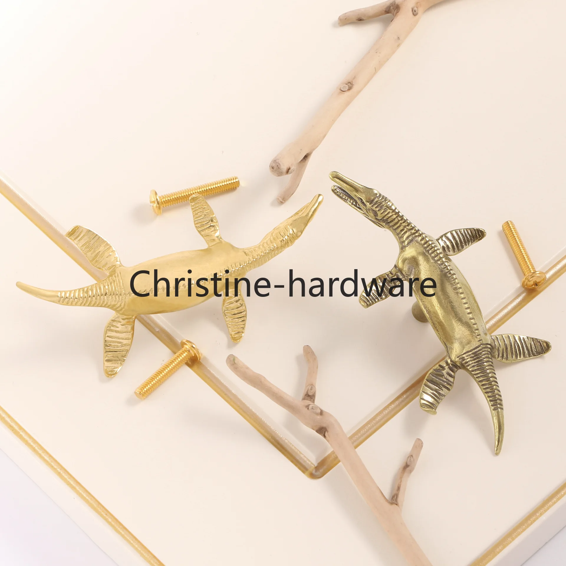 

Мебельные ручки-кнопки в виде динозавра и рыбы, латунные ручки-животные для кухонных шкафов, винных шкафов, дверей гардеробов, выдвижных ящиков, DIY