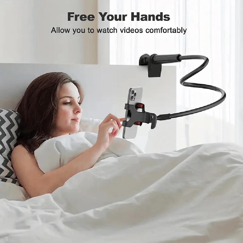 

Flexible Long Arm Stand 360°Rotatable Overhead Cell Phone Clamp Anti-Slip Universal Lazy Bracket Mount for Bedroom Living Room