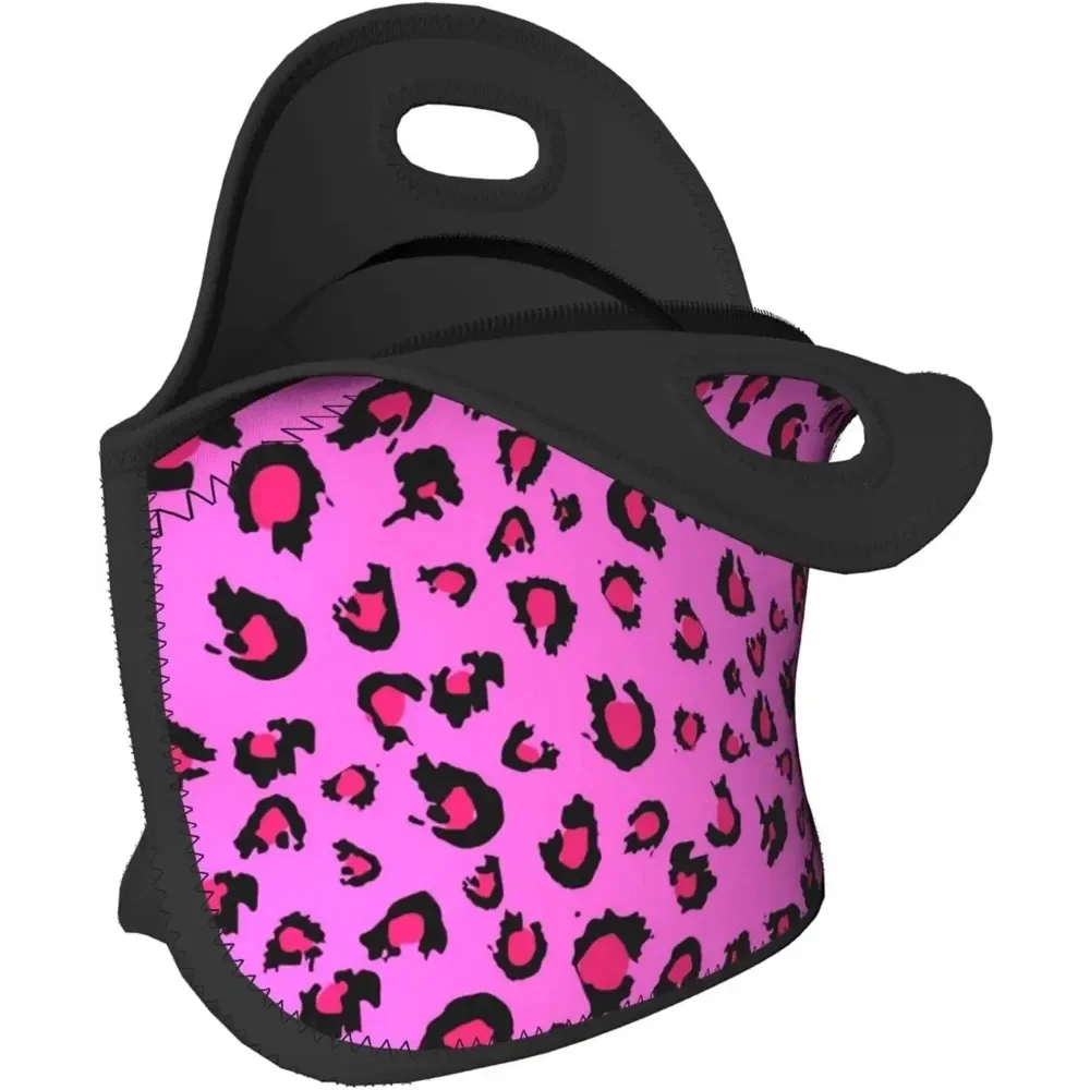 Leopard  Neoprene Lunch Bag Waterproof with Reusable Large Capacity Outdoor Picnic