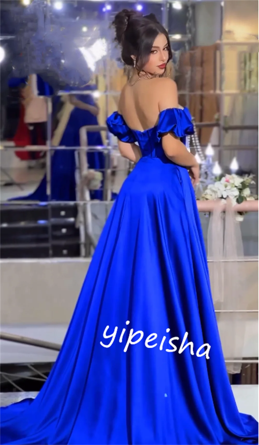 Satin Pleat Quinceanera A-line Off-the-shoulder Bespoke Occasion Gown Long Dresses