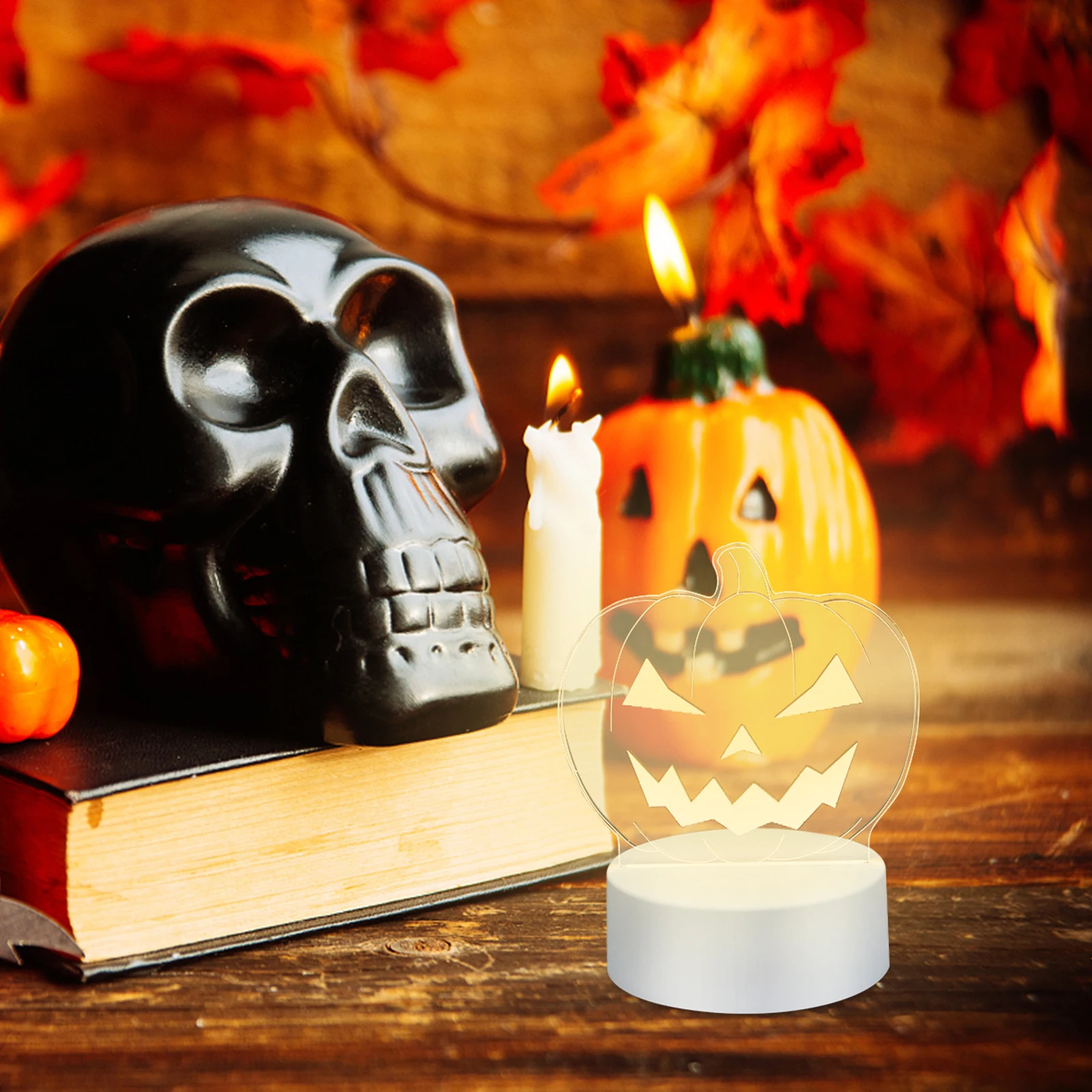 

Baby Pumpkin Lantern Night Light Home Decor Halloween Desktop Lamp Decorations Acrylic