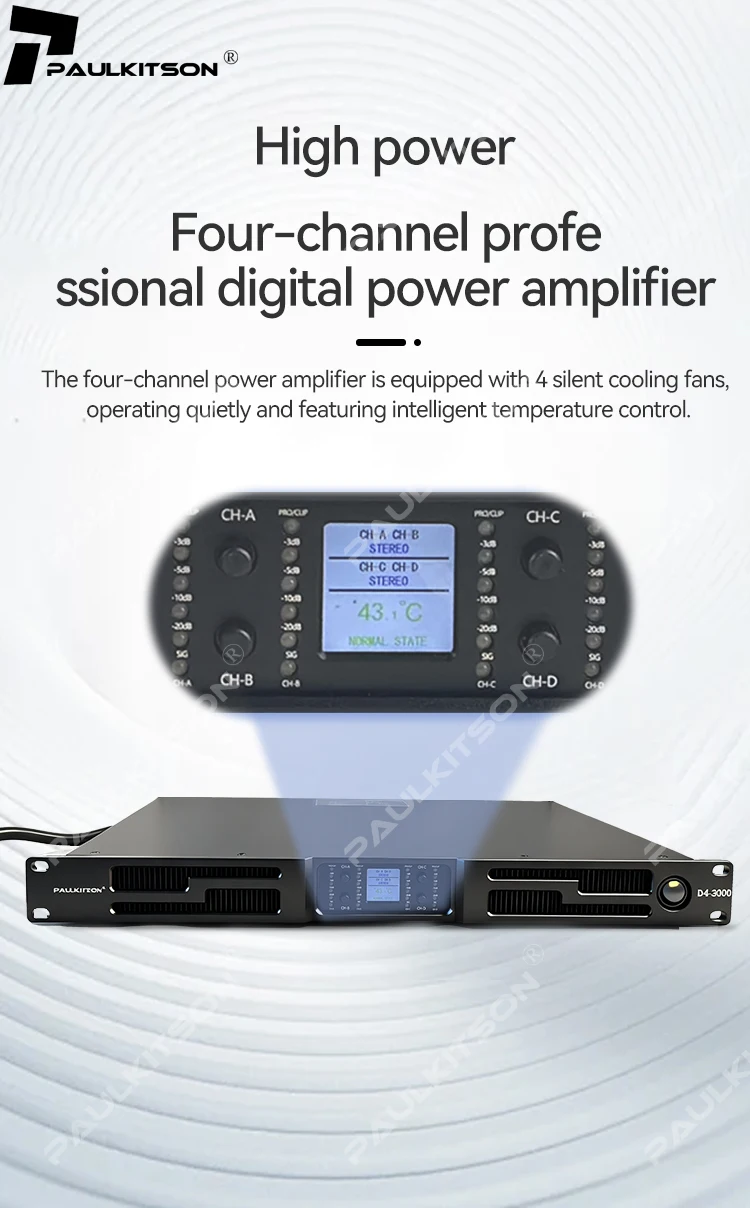 Paulkitson PD4-3500 4-Kanal SIC Digital Class D Leistungsverstärker mit hoher Ausgangsleistung für professionelle Bühnen-, Bar- und Konzert-Audio-Lautsprecher – Detail 2