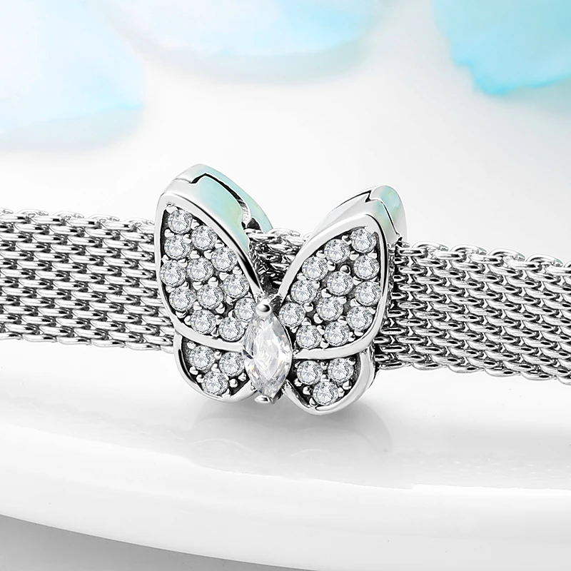 Real Endless Love 925 Sterling Silver Clips Beads clear CZ fit Reflexions charm Bracelet jewelry making for Women