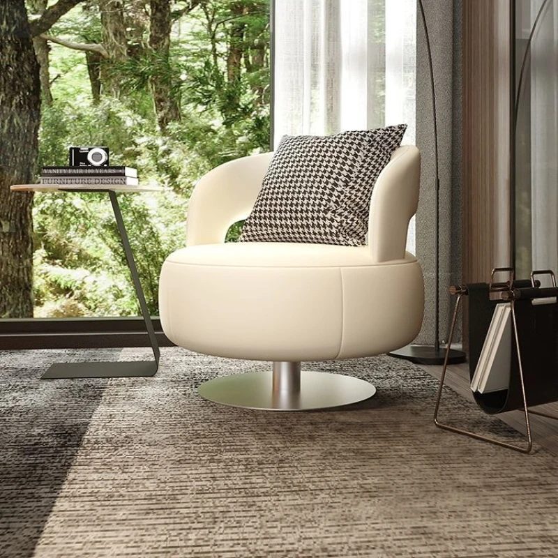Cream wind single sofa, living room home use, balcony leisure lazy chair, hotel lobby single sofa, rotatable