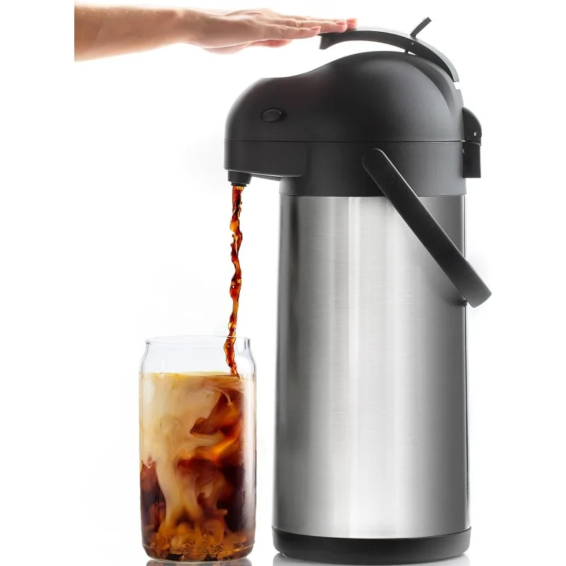 Coffee Carafe with Pump - 102oz / 3L Airpot 12 Hours Large Carafe Hot Cocoa Dispenser for Parties-Hot Water Dispenser,