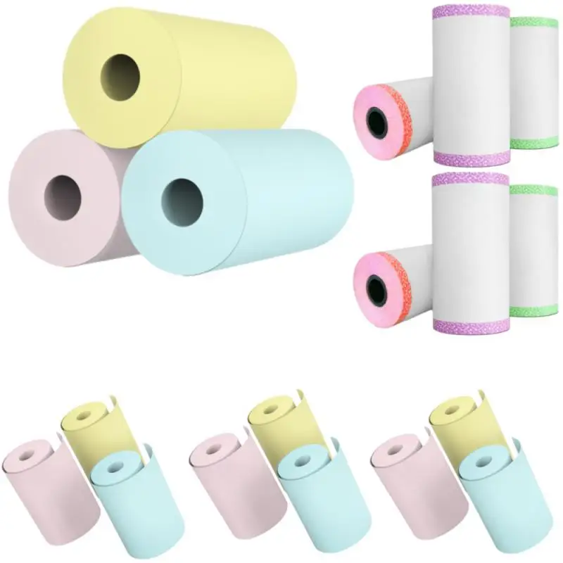 Multicolor Photo Paper Mini Printable Sticker Roll Thermal Printers Clear Printing Smudge-Proof Portable