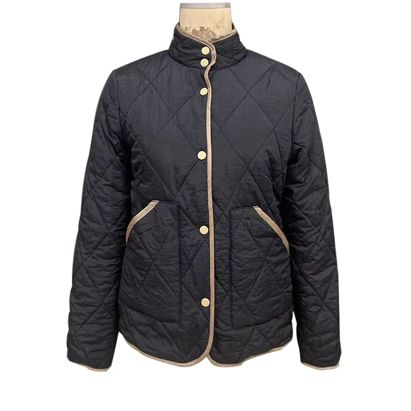 

Женская легкая хлопковая куртка, верхняя одежда, высококачественное осенне-зимнее экспортное черное хлопковое пальто для женщин