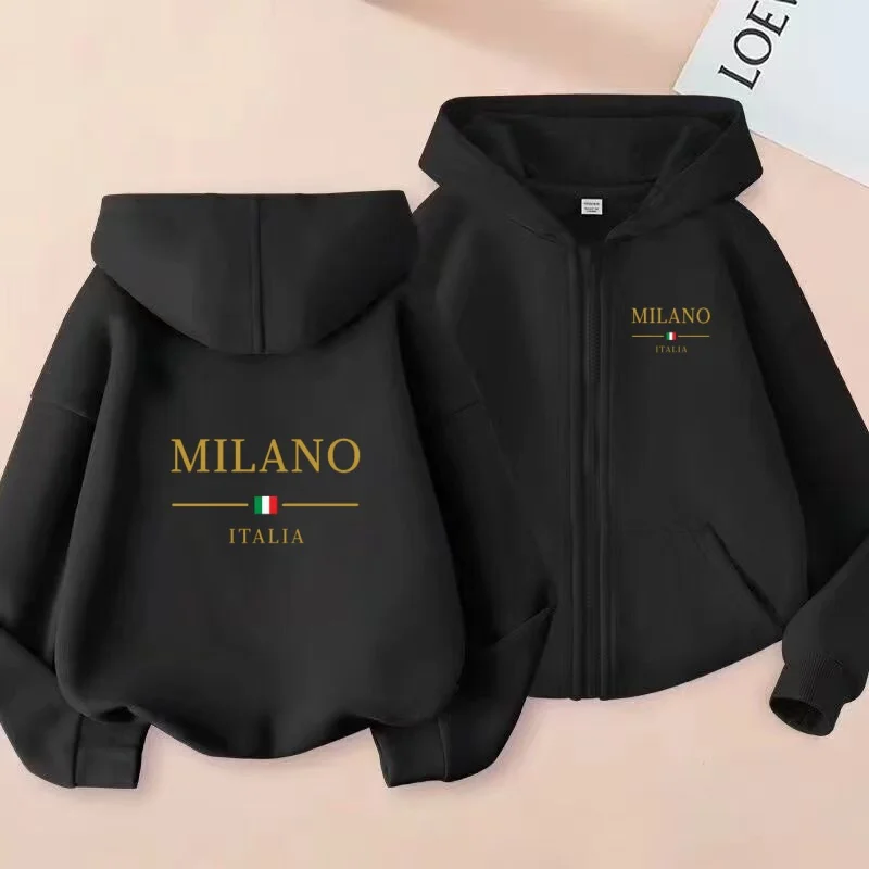 

Children Autumn Winter Cardigan Zipper Style Charming Loose Leisure Sports Letter Hoodie Girls Boy 3-12Yrs Casual Top Sweatshirr