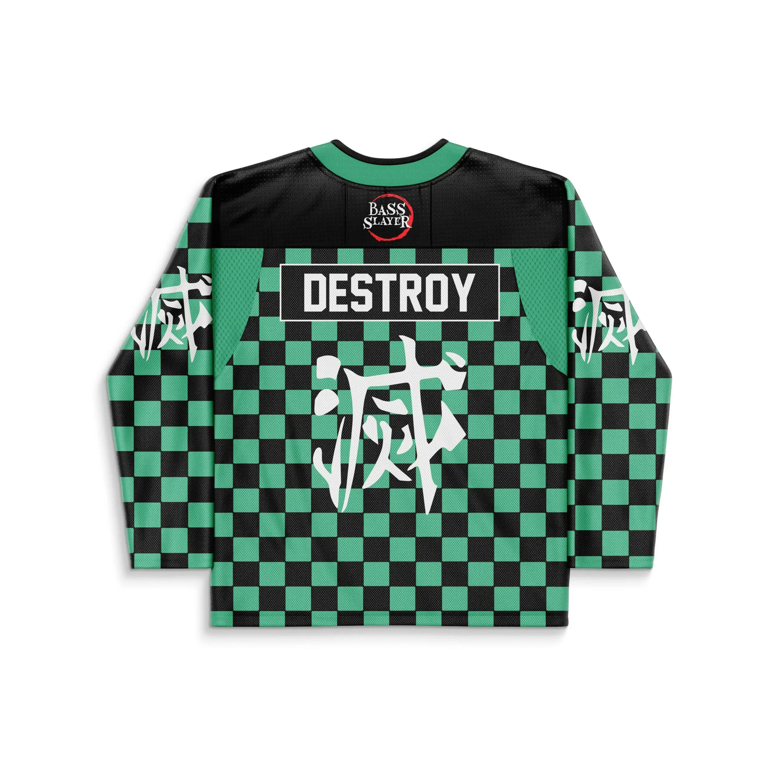 2026 Checkerboard Print Long-Sleeve T-Shirt — Breathable Mesh, Letter Graphics; Suitable for EDM Festivals  Everyday Wear..Mto
