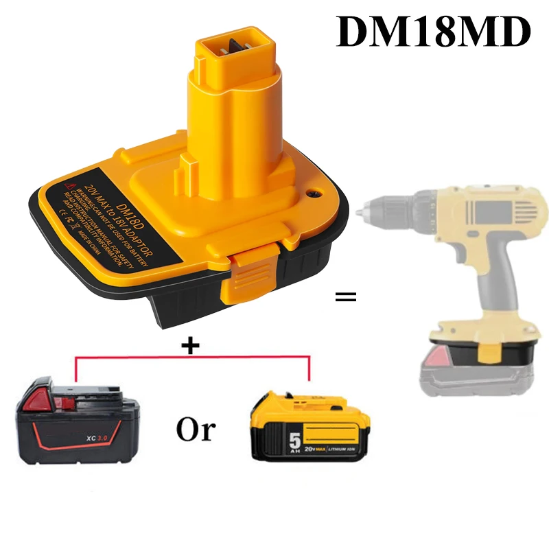 

Адаптер DM18D с USB для литиевых аккумуляторов DEWALT 20V, для литий-ионных аккумуляторов Milwaukee 18V, подходит для NiCd/NiMH аккумуляторов DEWALT 18V.