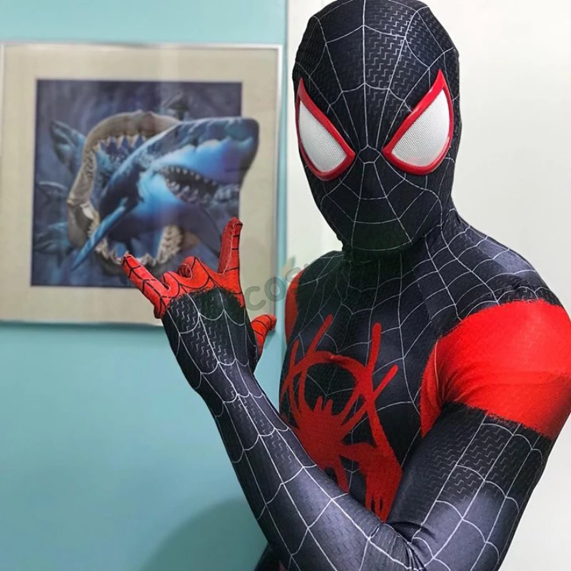 Disfraz de Miles Morales para niños y adultos, mono de Cosplay de Spiderman, traje de superhéroe Zentai para fiesta de Carnaval