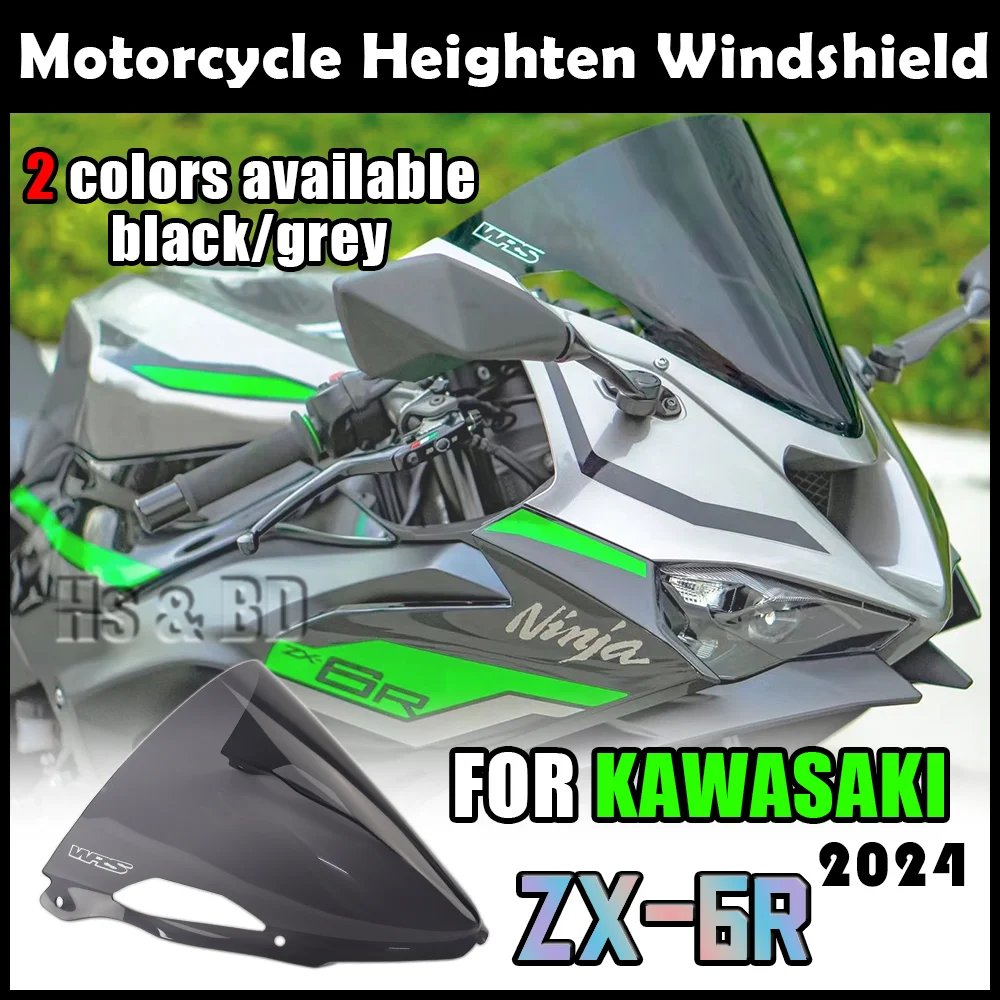 

Motorcycle Windshield For Kawasaki ZX-6R ZX6R 2024 Windscreen Heighten Windshield Enlarge Wind Spoiler Cover Fairing WR S Racing