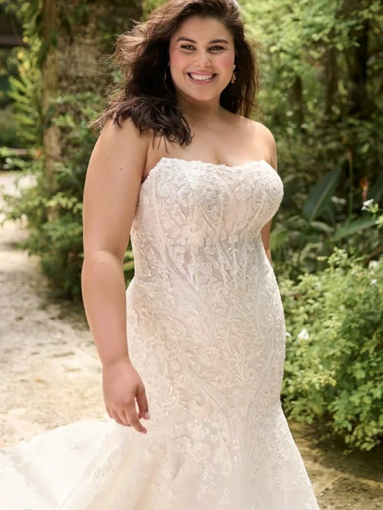 Elegantes vestidos de dama de honra sereia, vestidos de casamento graciosos, tule floral off-the-ombro, plus size