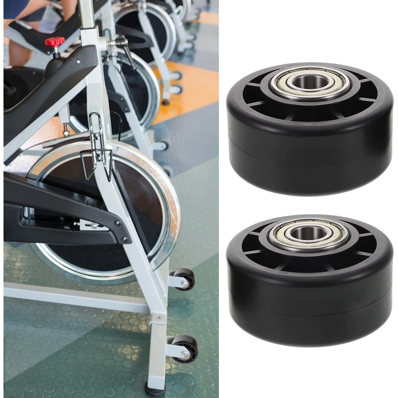 2 قطعة عجلة معدات اللياقة البدنية أجزاء استبدال الأسطوانة البلاستيكية المستقرة لصالة الألعاب الرياضية ممارسة الدراجة