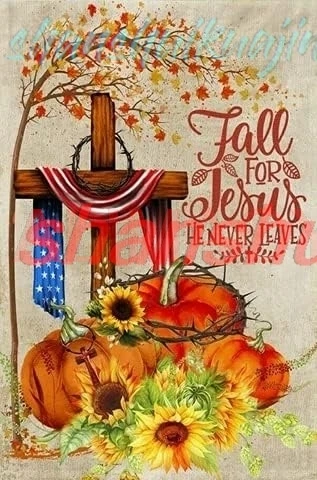 Eeypy Fall for Jesus He Never Leaves Garden House Garden Decor Retro Tin Sign Metal Plate Wall Art 8x12 Inch nice FGDD sign