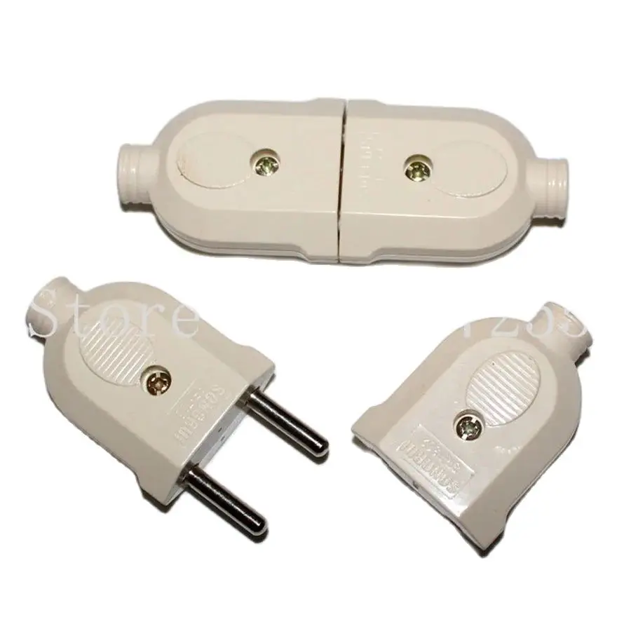 1pair 10A 250V Round 2pin AC Plug and Jack EU Male Female Electrical Socket Plugs for Extended Power Cord Connector