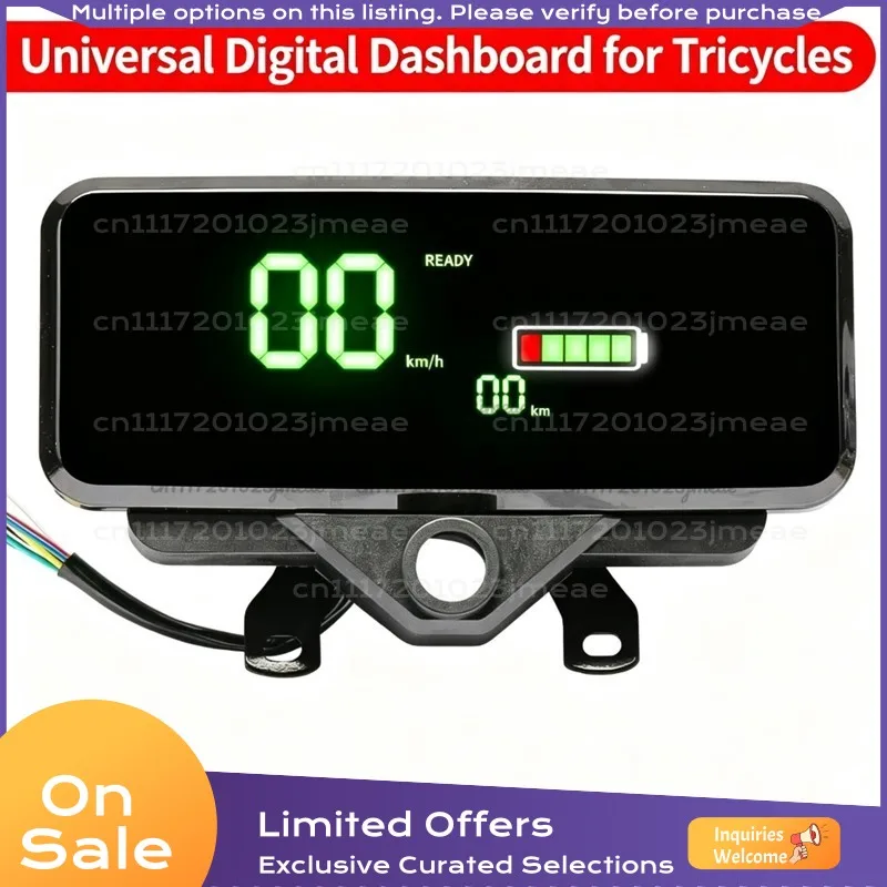 New LCD Digital Dashboard Instrument Cluster for Electric Tricycle Electric Vehicle Battery Level Display Universal Meter