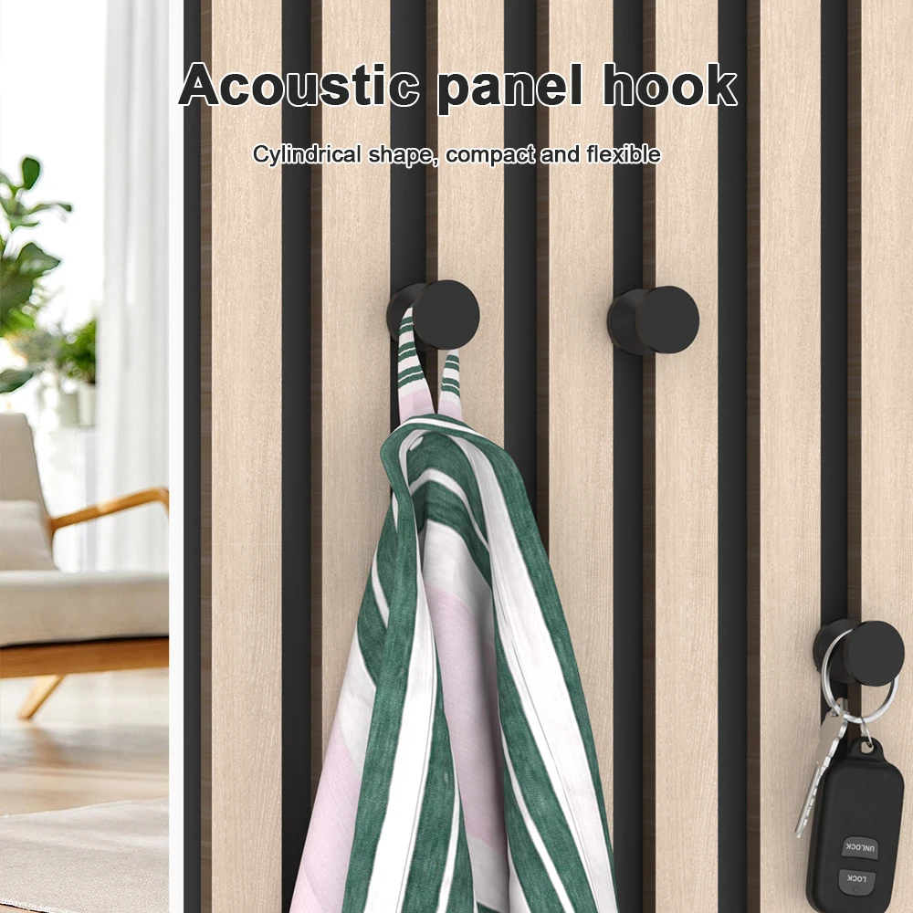 Crochets pour vêtements en panneau acoustique, 4/6 pièces, crochets sans perçage, crochets pour clés, faciles à installer, peuvent contenir des manteaux, des vêtements et des clés.