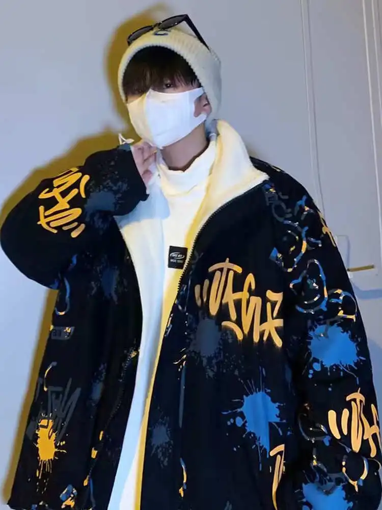 

Мужская зимняя куртка Thiened: повседневная, свободная, двусторонняя, теплая, хлопковая, для уличного стиля