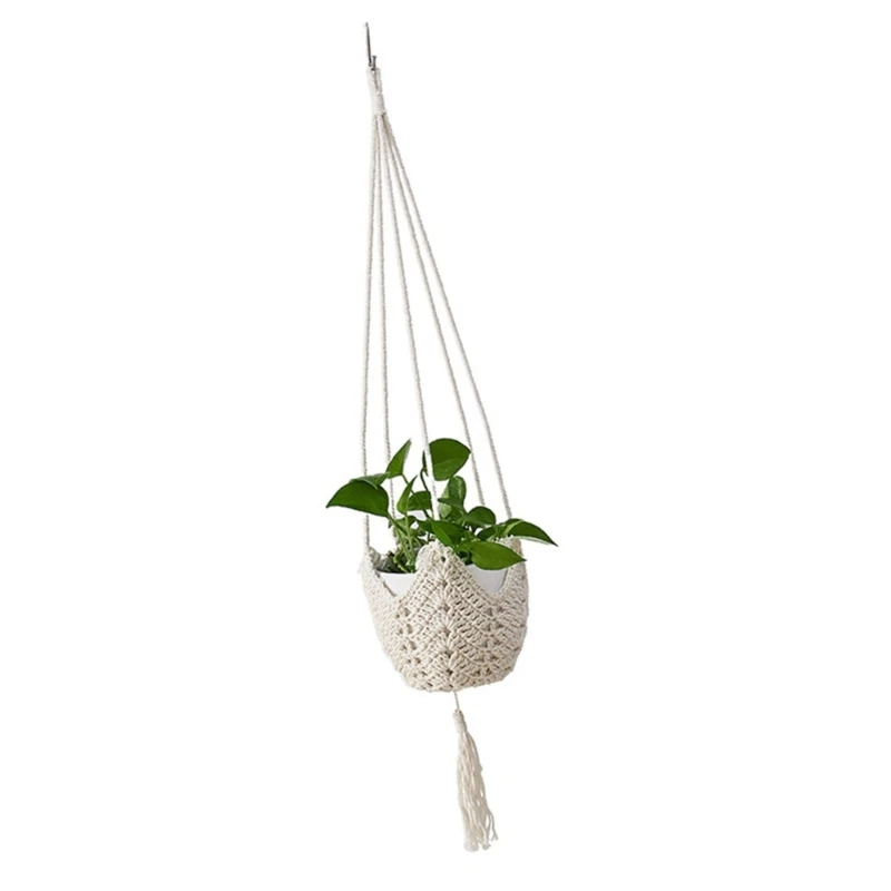 Porte-plantes suspendus d'intérieur, corde tissée à main, support Pots fleurs