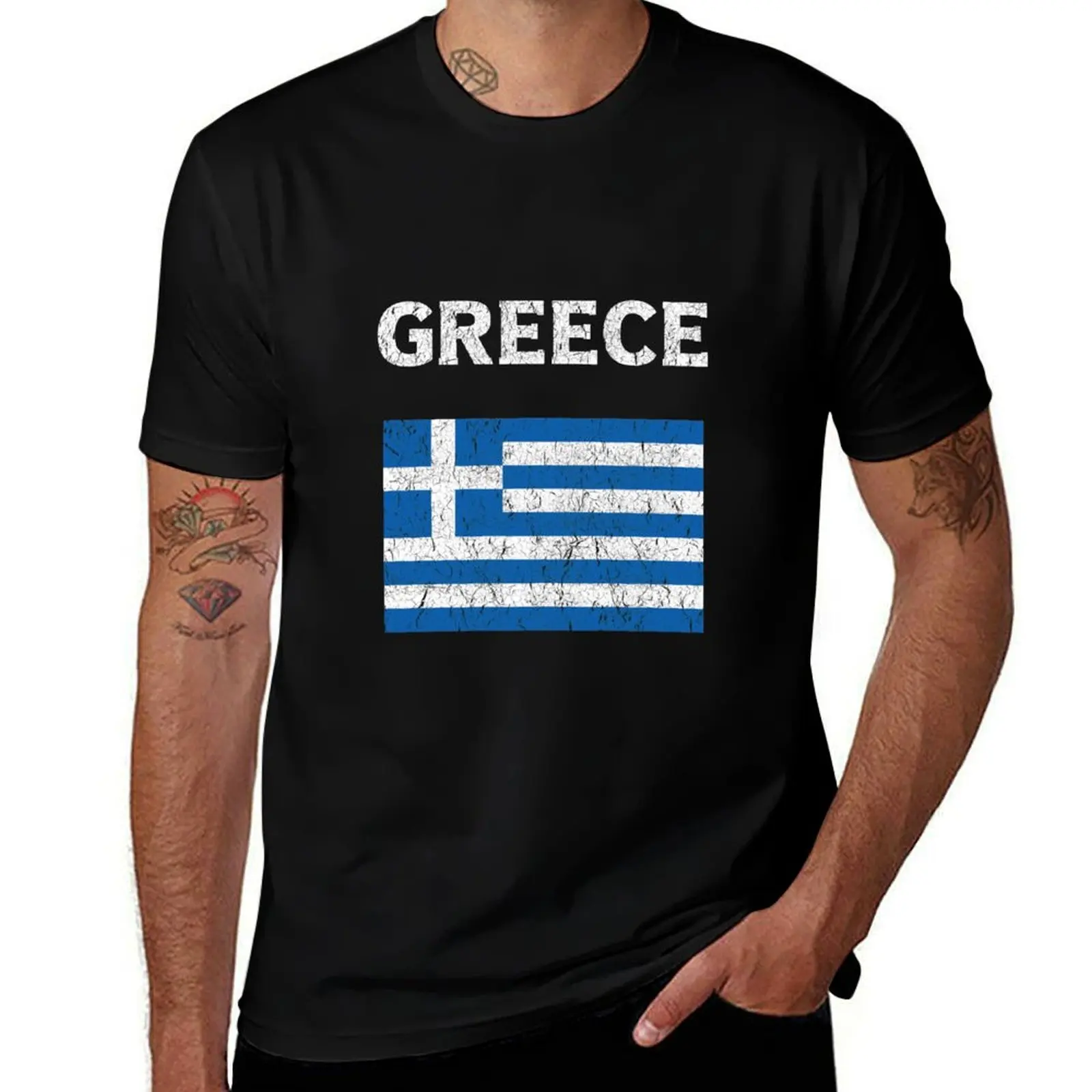 

Vintage Greece Greek Flag T-Shirt funny gifts man t shirt Short sleeve tee plus sizes vintage t shirt men