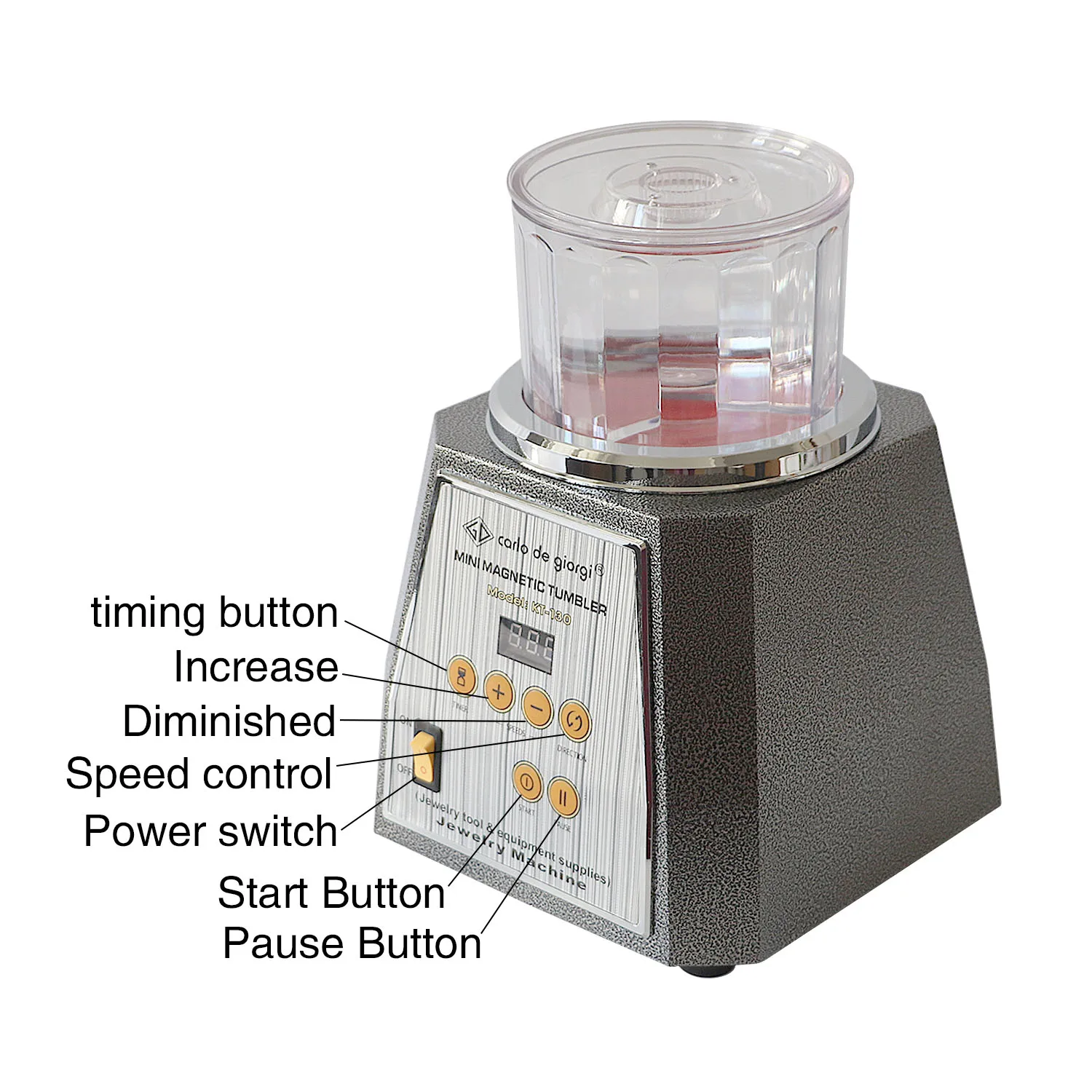 Imagem -03 - Jóias Rotary Polishing Machine Tumbler Magnético Finishing Tool Power Supply Kt130 220v 110v 130 mm