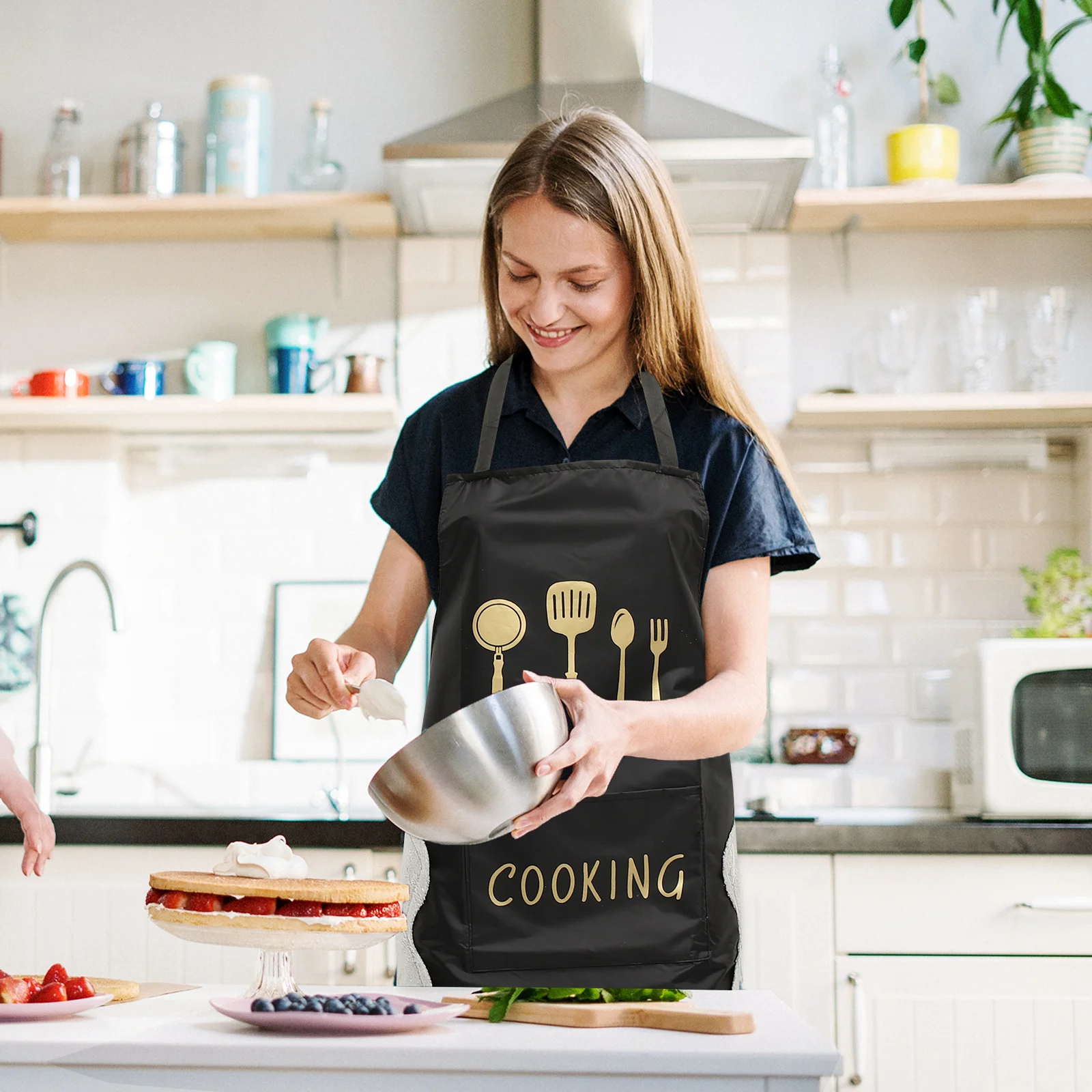 2 pçs avental à prova dwaterproof água avental de cozinha à prova de óleo resistente ao desgaste lavável para cozinhar grelhar churrasco arte artesanato presente das mulheres dos homens