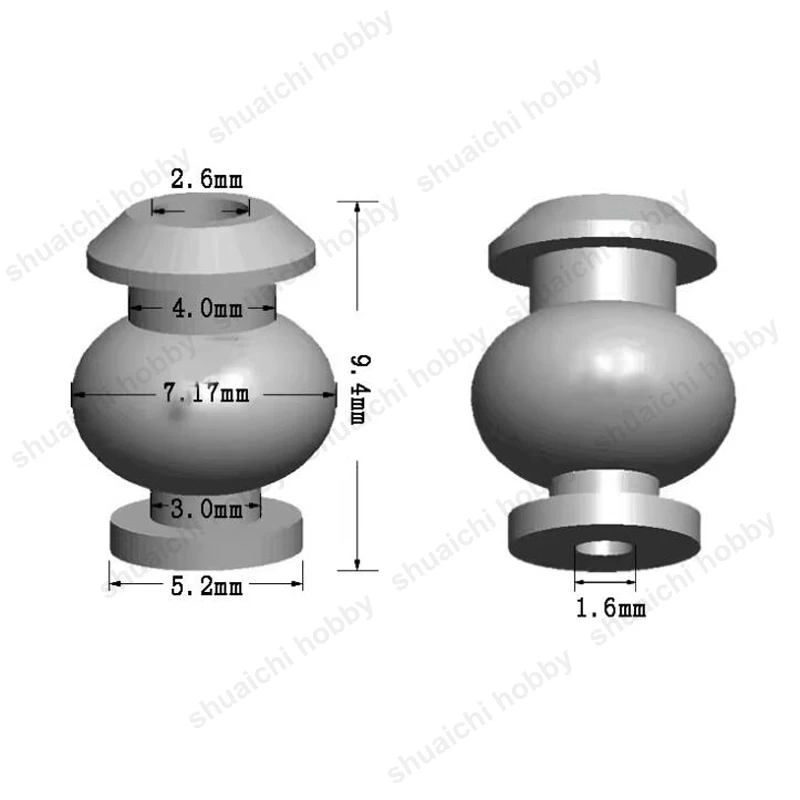 Caméra à cardan pour importateur aérien, boule absorbant les chocs, modèle recommandé, diamètre du trou de 9.4mm, 2.6mm, inclinaison panoramique, amortisseur anti-vibration, Ikper, 4 pièces