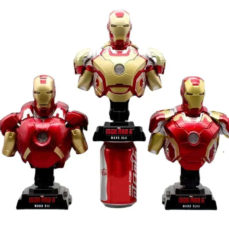 23 cm 1/4 Kopf Büste Ironman MK7 MK42 MK43 Actionfigur Porträt LED-Licht Desktop-Modell Statue PVC Sammlerstück Geburtstagsspielzeug