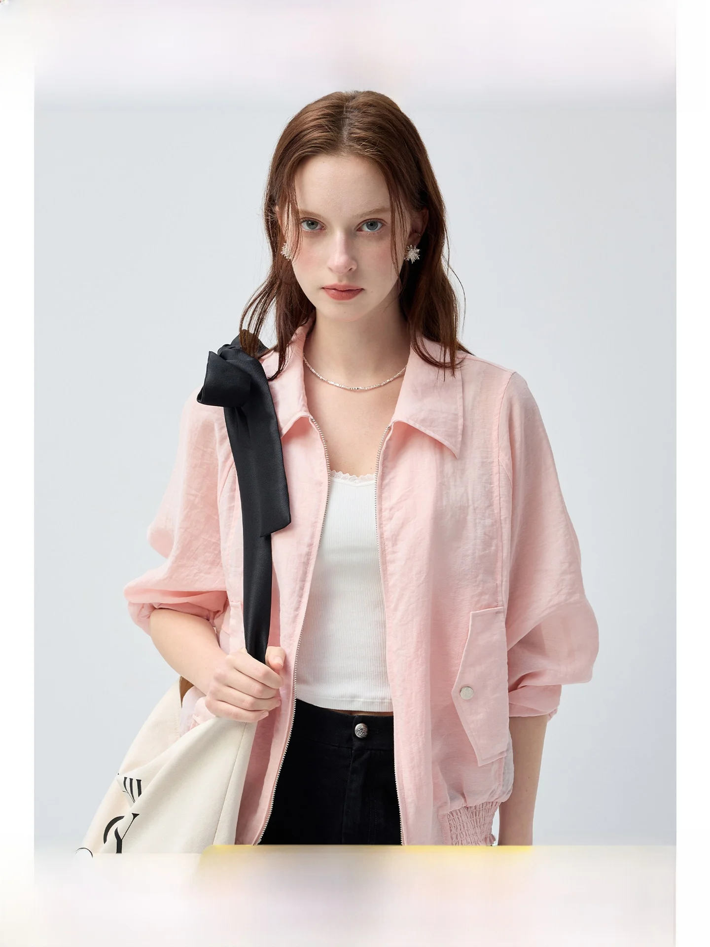 

Large Size Women's Short Jacket Turn-down Collar Loose Slimming Summer Commute Sun Protection Coat Casual Long Sleeve Coat