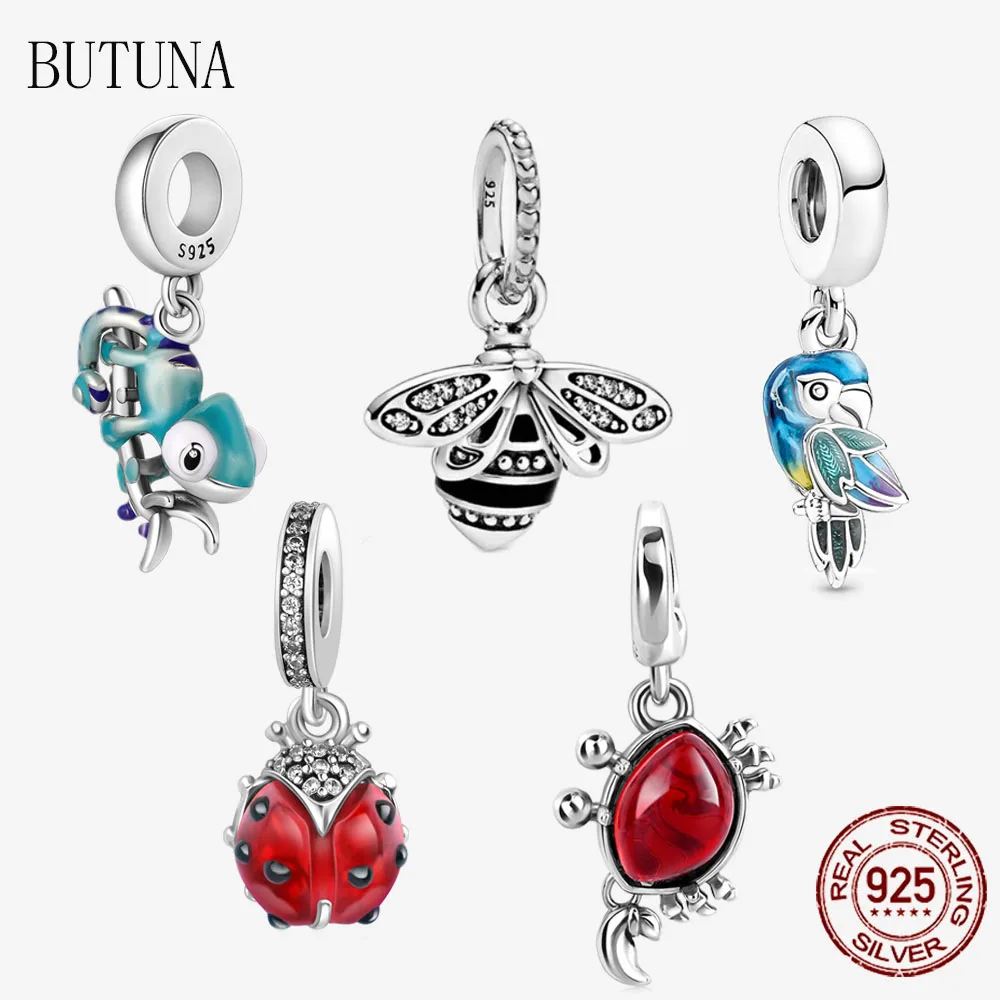 

Authentic 925 Sterling Silver Red Ladybird Charms Beads Fit Original Pandora Bracelet Jewelry DIY Gift Christmas