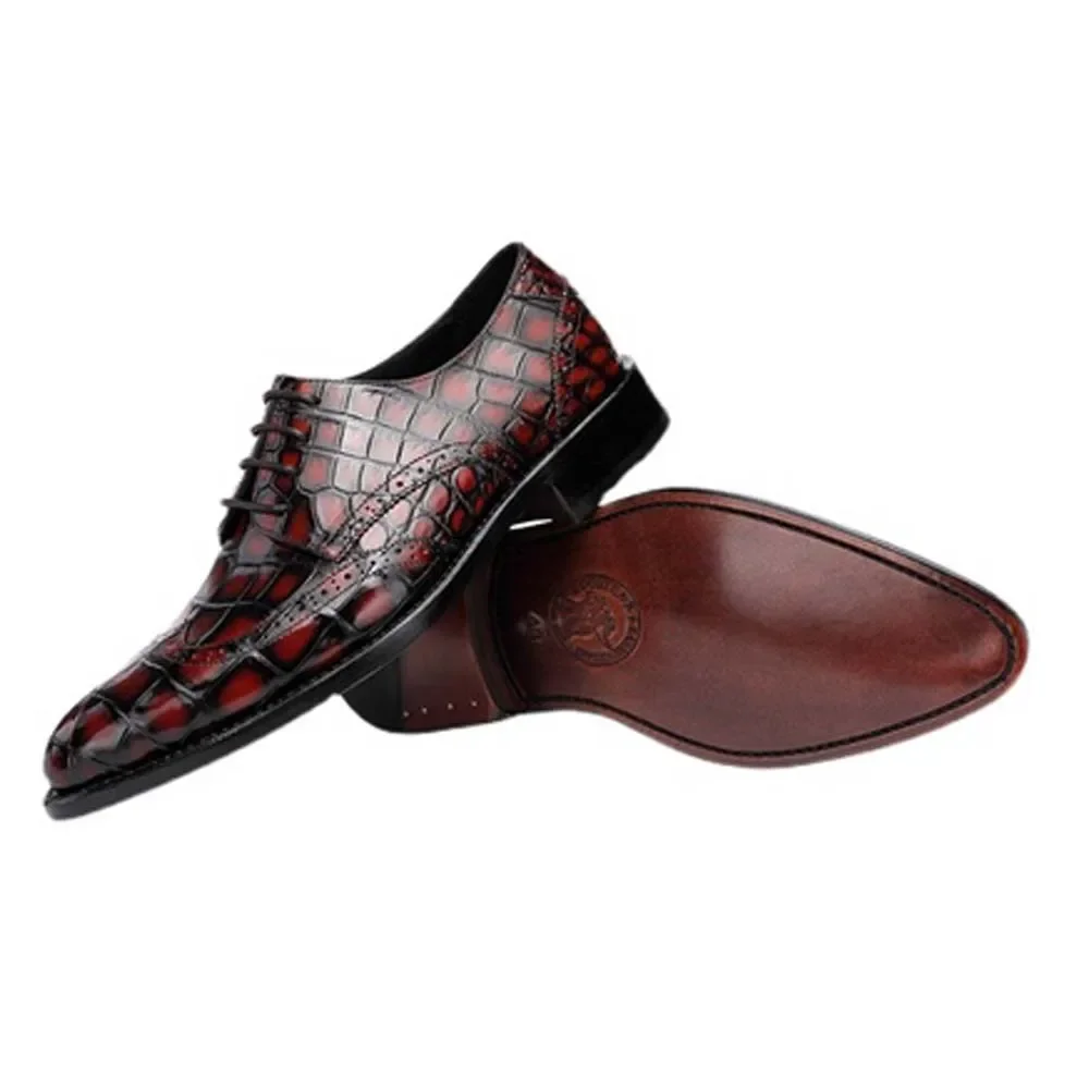 hulangzhishi Brush color  crocodile Men formal shoes business crocodile m manual crocodile leather