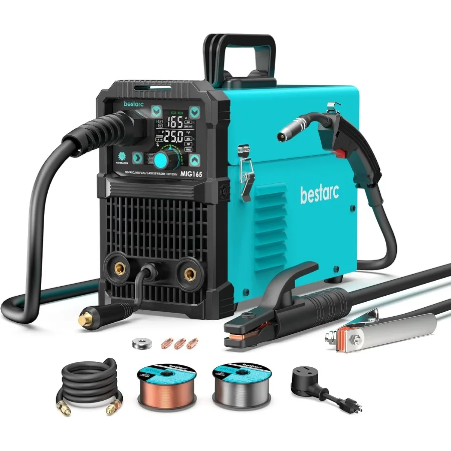 

Сварочный аппарат 4 в 1 с инверторной технологией IGBT для профессионального и самостоятельного использования: сварочный аппарат MIG 165 А, поддерживает напряжение 110 В/220 В.