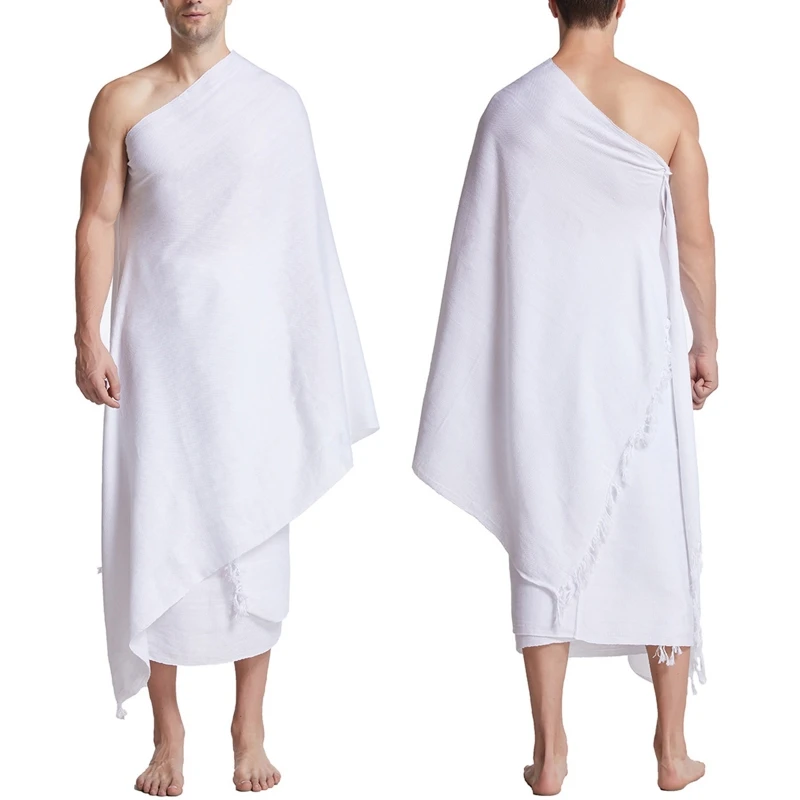 

Y1UE 2 Pack Islamic Men Comfortable Ihram Ahram Ehram Towel Set for Hajj or Umrah